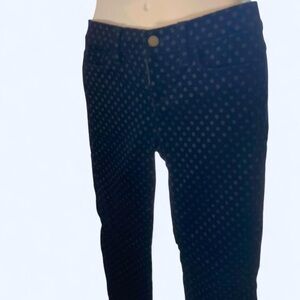 Ann Taylor Navy Polka Dot Velour pants 0P